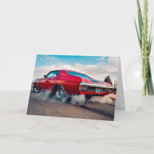 CARTE D'ANNIVERSAIRE MUSCLE CAR VOITURE DE SPORT V (Devant)