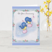 Carte d'anniversaire musicale vintage Blue Bird (Fleur jaune)