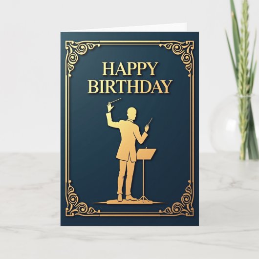 Carte d'anniversaire Musicien Or (Devant)