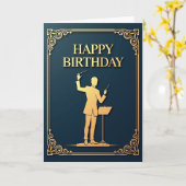 Carte d'anniversaire Musicien Or (Fleur jaune)