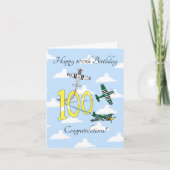 Carte d'anniversaire Mustangs 100e (Ciel bleu) (Devant)