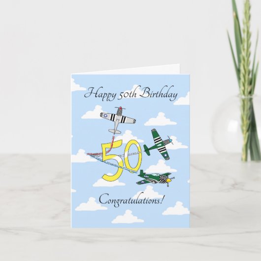 Carte d'anniversaire Mustangs 50e (Ciel bleu) (Devant)