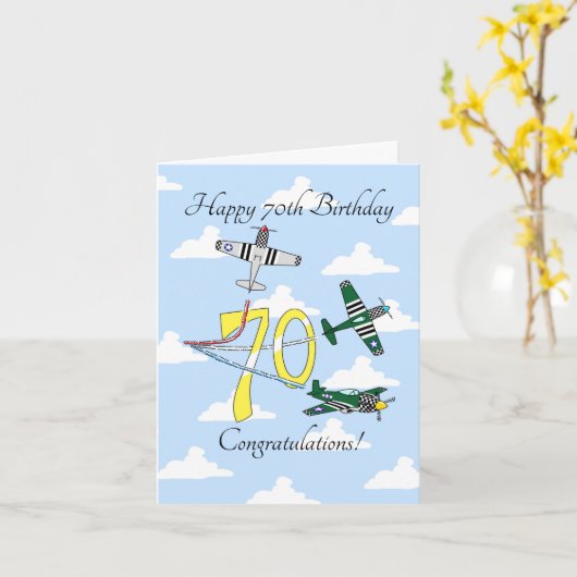 Carte d'anniversaire Mustangs 70e (Ciel bleu) (Fleur jaune)