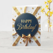 Carte d'anniversaire Navy Gold (Fleur jaune)
