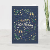 Carte d'anniversaire Navy Greenery (Devant)