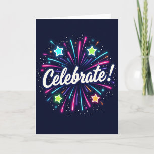 Carte d'anniversaire Neon Celebration