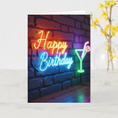 Carte d'anniversaire néon festive (Fleur jaune)