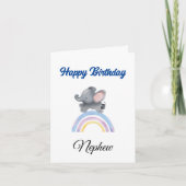 Carte d'anniversaire Nephew pour bébé mignon éléph (Devant)