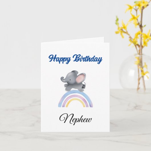Carte d'anniversaire Nephew pour bébé mignon éléph (Fleur jaune)