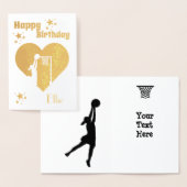 Carte d'anniversaire Netball de feuille d'or perso (Affichage)