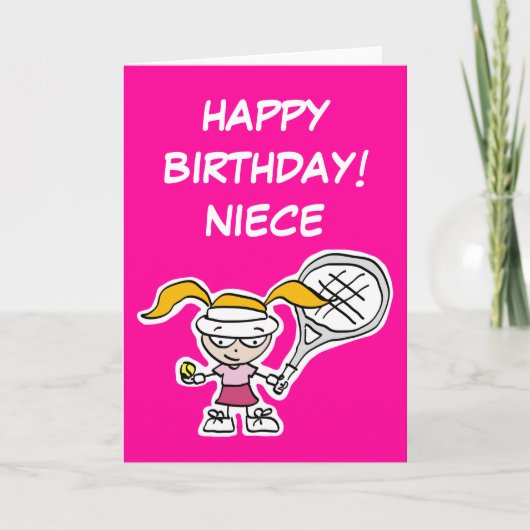 Carte d'anniversaire nièce avec petit joueur de te (Devant)