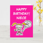 Carte d'anniversaire nièce avec petit joueur de te (Fleur jaune)