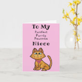 Carte d'anniversaire nièce - Chat mignonne (Fleur jaune)