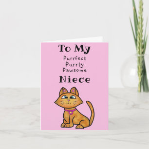 Carte d'anniversaire nièce - Chat mignonne