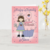 Carte d'anniversaire nièce - Cupcake Princess (Fleur jaune)