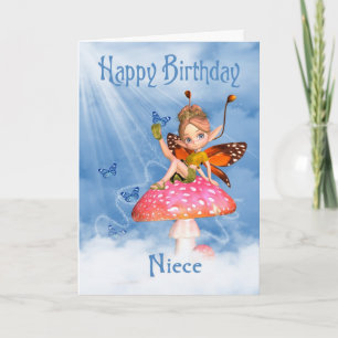 Carte d'anniversaire nièce - Fée mignonne sur un c