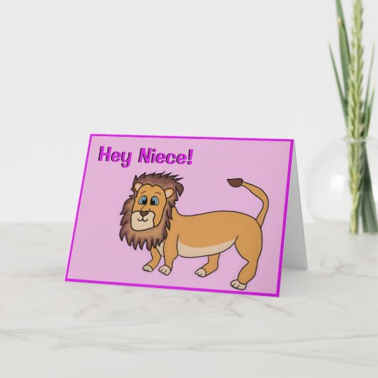 Carte d'anniversaire nièce - Lion mignon (Devant)