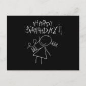 Carte d'Anniversaire, Noir avec graphique blanc (Devant)