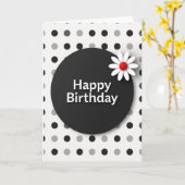 Carte d'anniversaire noir mat (Fleur jaune)