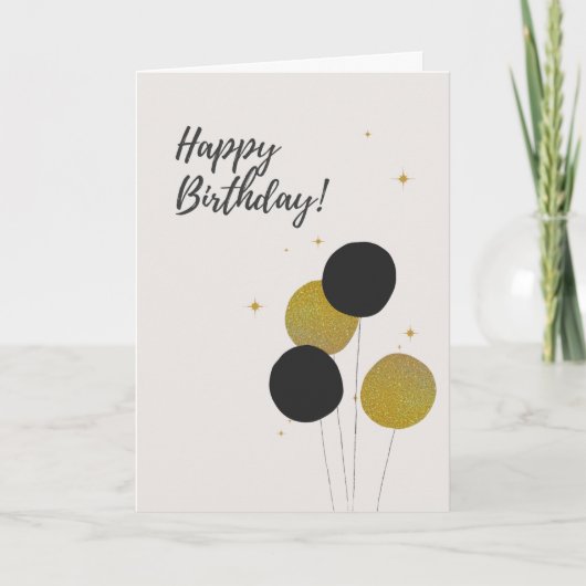 Carte d'anniversaire Noir & Or (Devant)