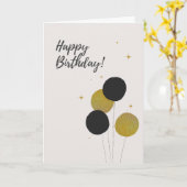 Carte d'anniversaire Noir & Or (Fleur jaune)