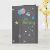 Carte d'anniversaire noire (Fleur jaune)