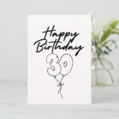 CARTE D'ANNIVERSAIRE NOIRE ET BLANCHE (Debout devant)