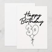 CARTE D'ANNIVERSAIRE NOIRE ET BLANCHE (Devant / Derrière)