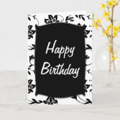 Carte d'anniversaire noire et blanche (Fleur jaune)
