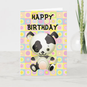 Carte d'anniversaire noire et blanche mignonne de