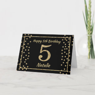 Carte d'anniversaire noire et or avec confettis pa