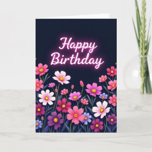 Carte d'anniversaire noire Fleurir