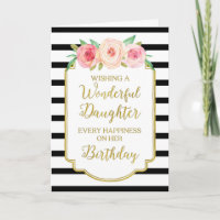 Carte d'anniversaire noire florale vintage de