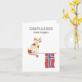 Carte d'anniversaire norvégienne - Gratulerer med  (Fleur jaune)
