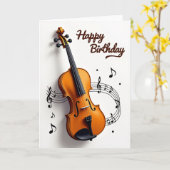 Carte d'anniversaire Notes de musique (Fleur jaune)