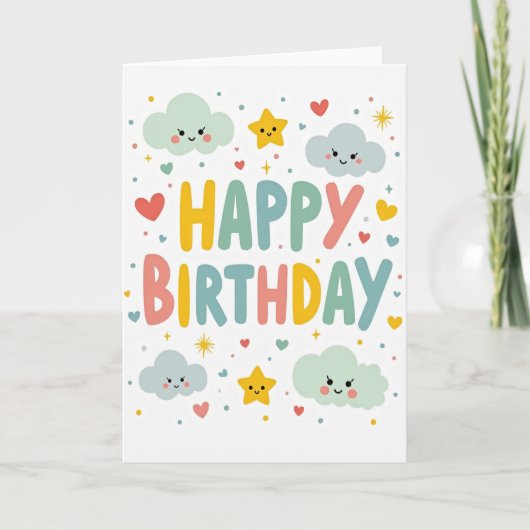 Carte d'anniversaire Nuage Pastel (Devant)
