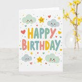 Carte d'anniversaire Nuage Pastel (Fleur jaune)