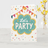 Carte d'anniversaire Nuage Turquoise (Fleur jaune)