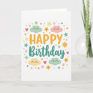 Carte d'anniversaire Nuages Souriants