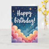 Carte d'anniversaire nuit étoilée (Fleur jaune)