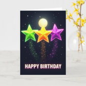 Carte d'anniversaire Nuit étoilée (Fleur jaune)