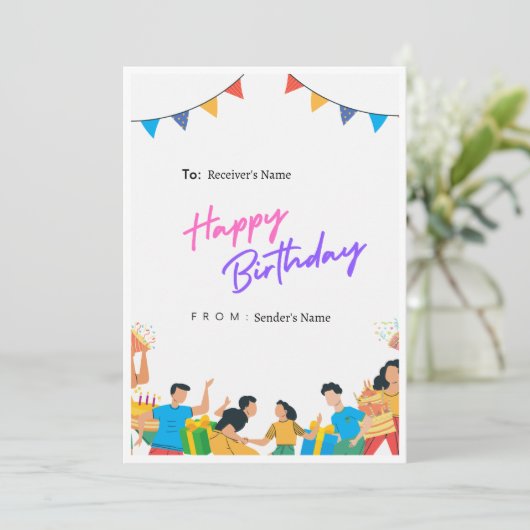 Carte d'anniversaire numérique joyeuse (Debout devant)