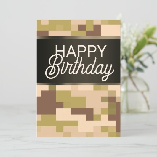 Carte d'anniversaire numérique Khaki (Debout devant)