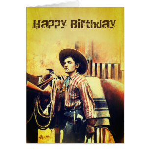 Carte d'anniversaire occidentale sauvage vintage