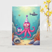 Carte d'anniversaire Océan Fuchsia (Fleur jaune)