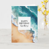Carte d'anniversaire océan joyeux (Fleur jaune)