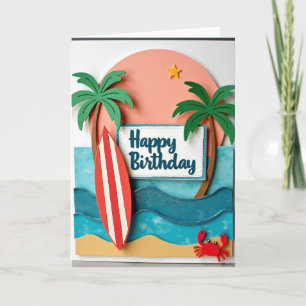 Carte d'anniversaire Océan Pailleté