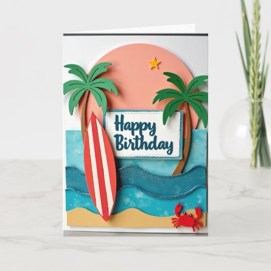 Carte d'anniversaire Océan Pailleté (Devant)