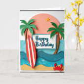 Carte d'anniversaire Océan Pailleté (Fleur jaune)
