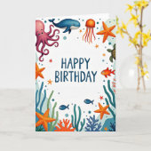 Carte d'anniversaire Océan Vibrant (Fleur jaune)